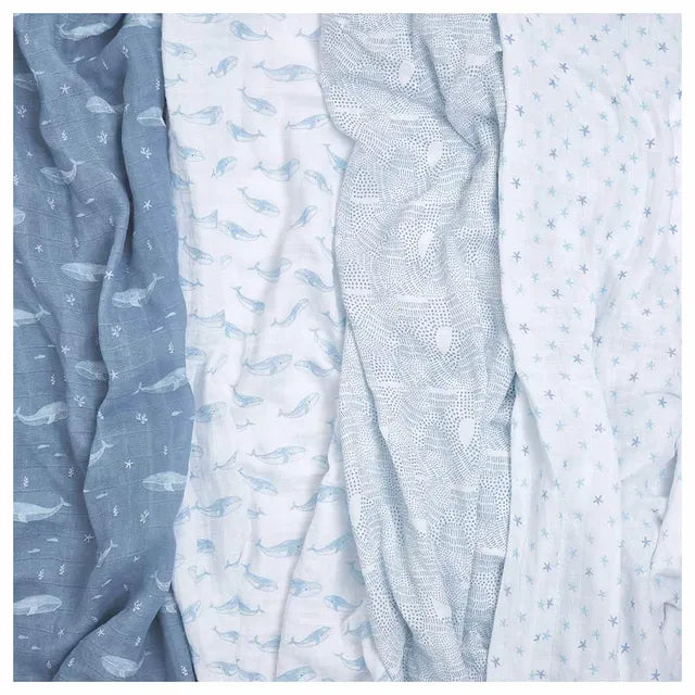 Aden + Anais - Large Swaddles - 4 Pack - Organic Cotton Muslin - Oceanic