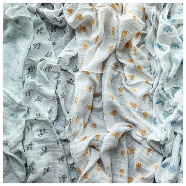 Aden + Anais - Large Swaddles - 4 Pack - Organic Cotton Muslin - Animal Kingdom