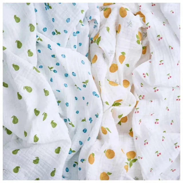 Aden + Anais - Organic Cotton Muslin Swaddles - Fresh Fruit - 4 Pcs - Large