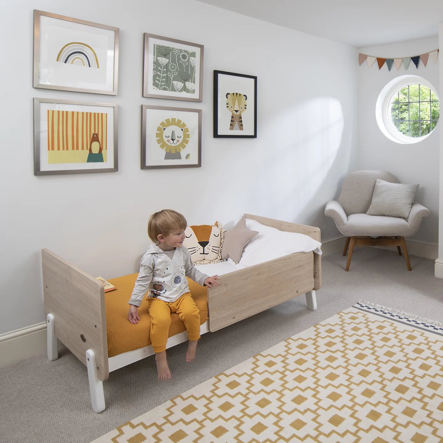 Boori - Natty Cot with Mattress, Storage Changer and Wardrobe Set Barley White & Almond