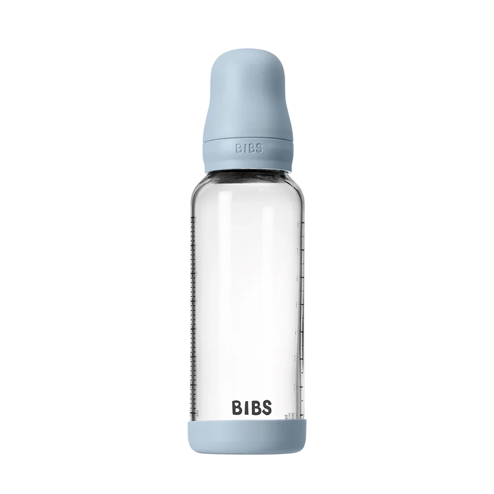 Bibs - Baby Glass Bottle Round 1 Pack Latex 240ml Medium Flow