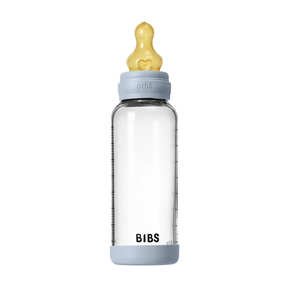 Bibs - Baby Glass Bottle Round 1 Pack Latex 240ml Medium Flow