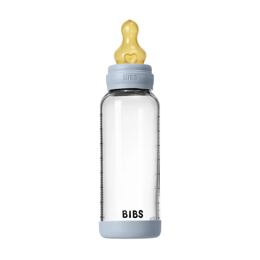 Bibs - Baby Glass Bottle Round 1 Pack Latex 240ml Medium Flow