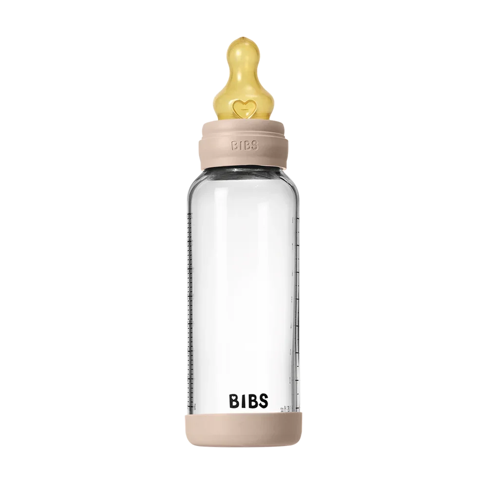 Bibs - Baby Glass Bottle Round 1 Pack Latex 240ml Medium Flow