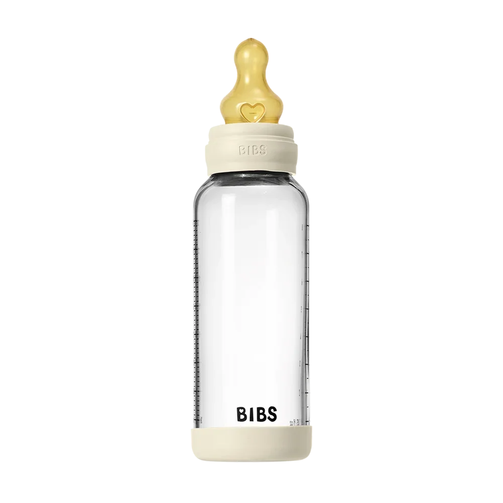 Bibs - Baby Glass Bottle Round 1 Pack Latex 240ml Medium Flow