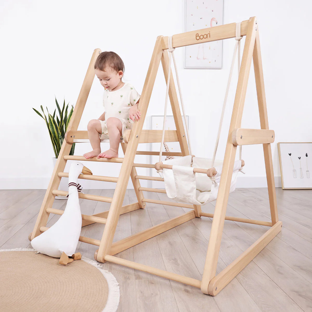 Boori - Kids Tidy Climbing Gym - Barley White and Almond