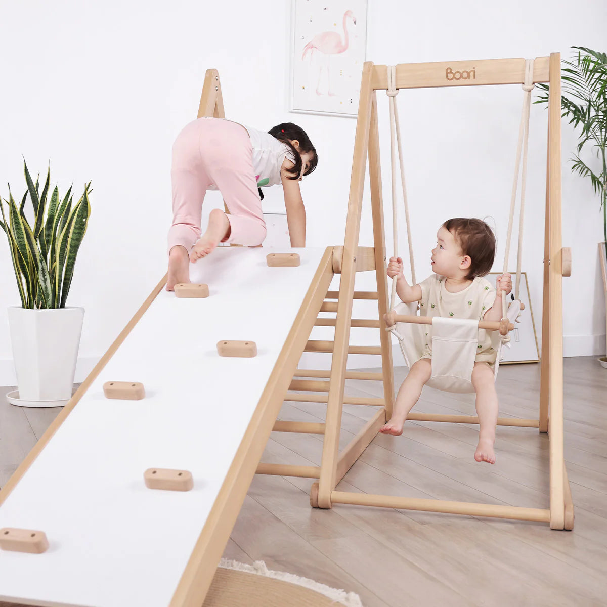Boori - Kids Tidy Climbing Gym - Barley White and Almond