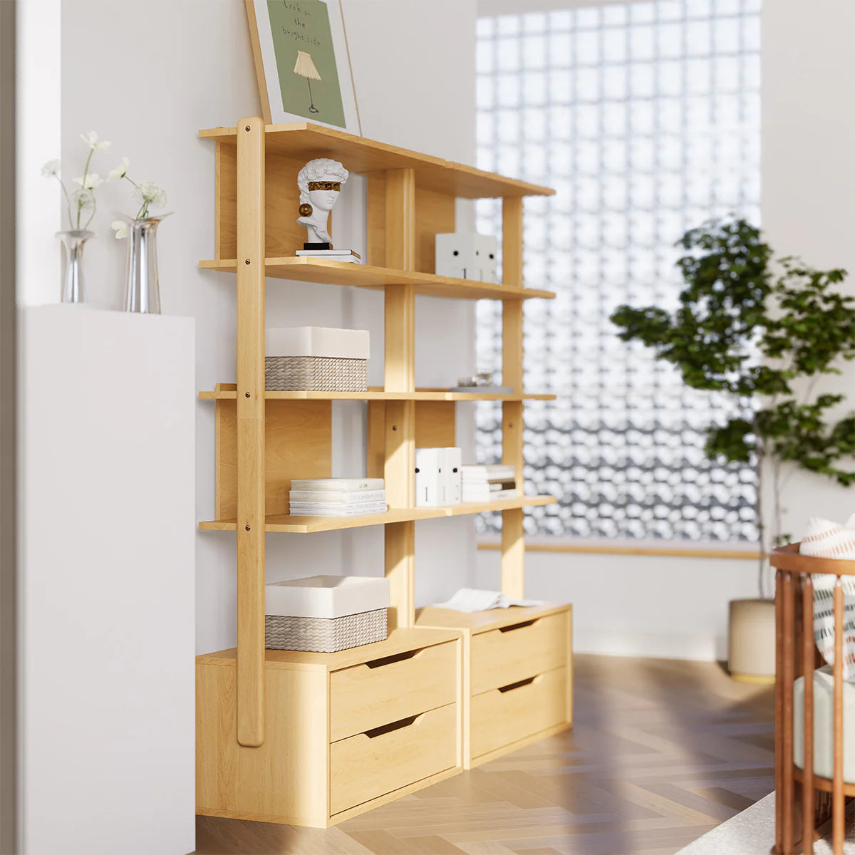 Boori - Living Modular 2 Drawer Bookshelf_Beech
