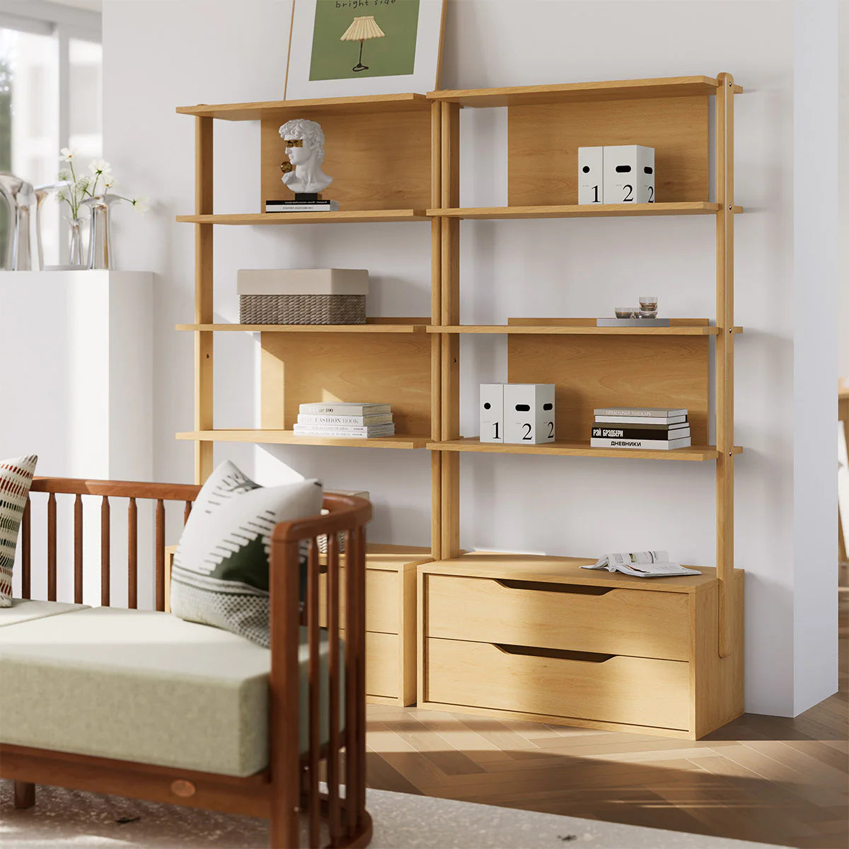 Boori - Living Modular 2 Drawer Bookshelf_Beech