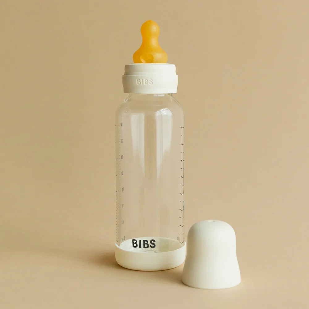 Bibs - Baby Glass Bottle Round 1 Pack Latex 240ml Medium Flow