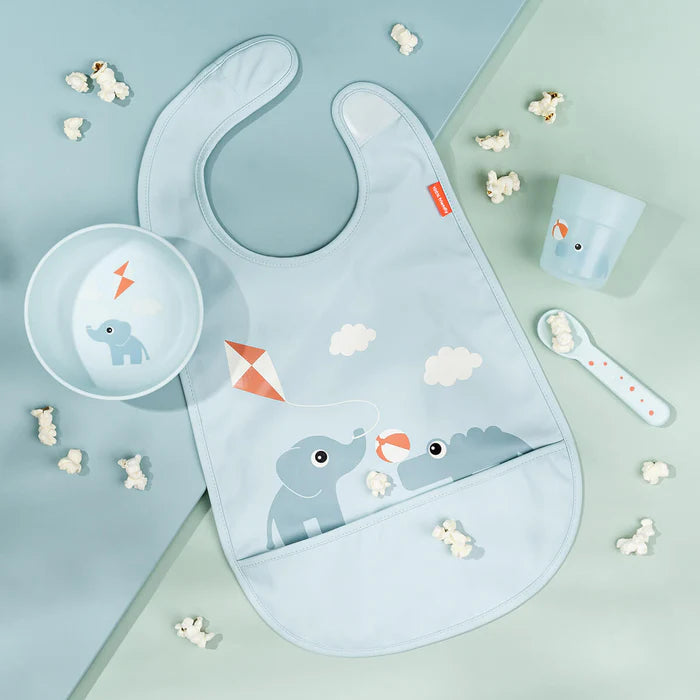 Done By Deer Bib W/Velcro Playground Blue