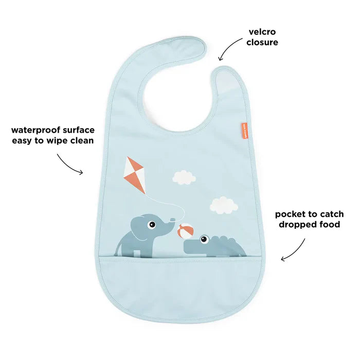 Done By Deer Bib W/Velcro Playground Blue