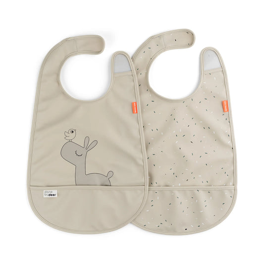 Done By Deer - Bib w/velcro 2-pack Lalee Sand
