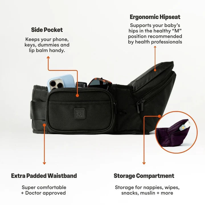Hackerlily - HipSurfer Ergonomic Hip Seat Baby Carrier Black