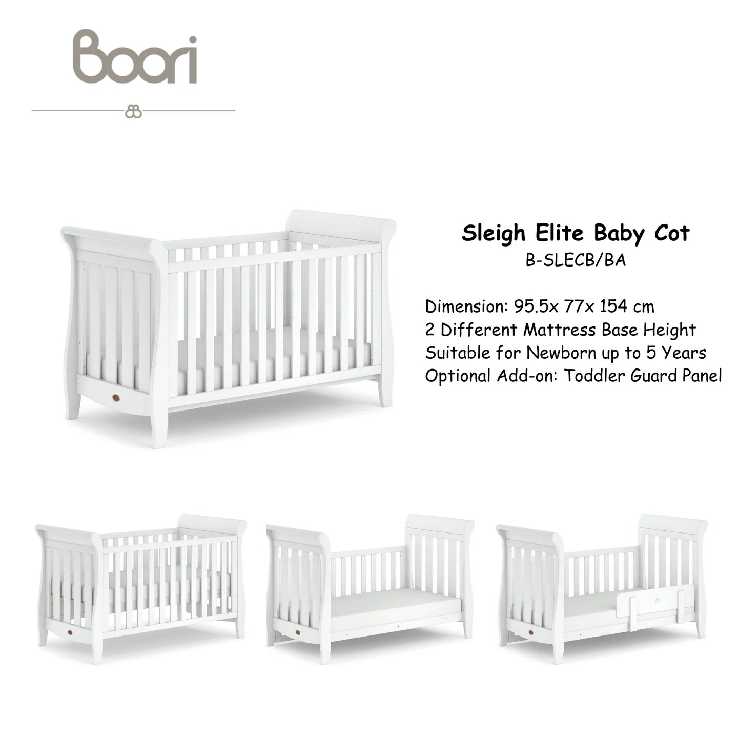 Boori - Sleigh Elite Bundle Set with 3 Drawers Chest