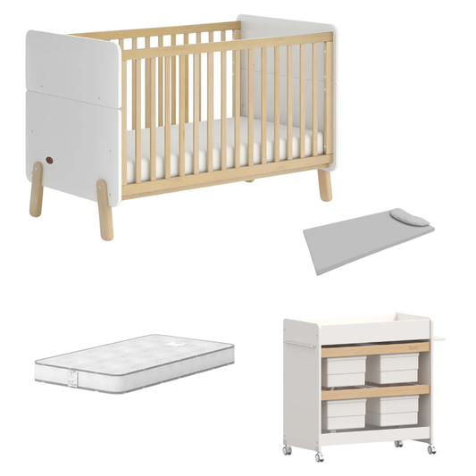 Boori - Natty Cot with Storage Changer Set Barley White & Almond