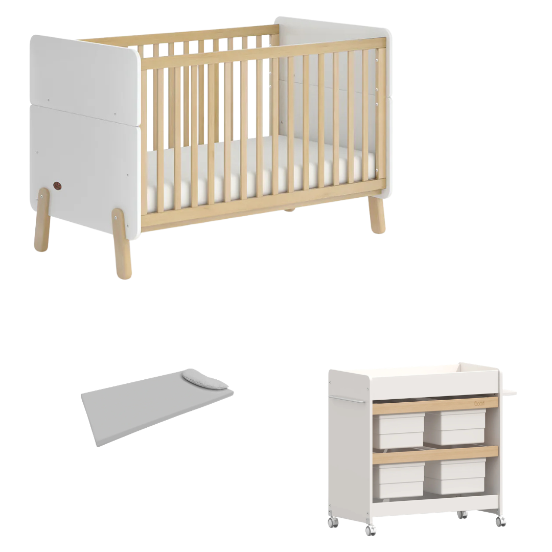 Boori - Natty Cot with Storage Changer Set Barley White & Almond