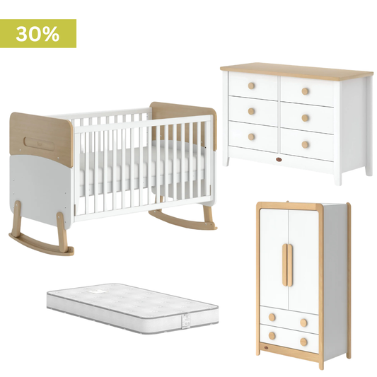 Boori - Nova 4 Piece Set with 6 Chest of Drawer, Wardrobe and Mattress