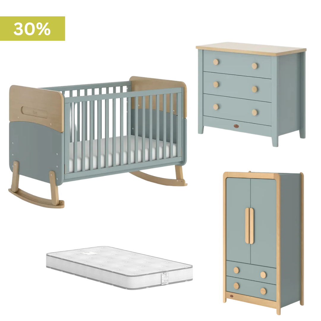Boori - Neat 4 Piece Set with 3 Chest of Drawer, Wardrobe and Mattress