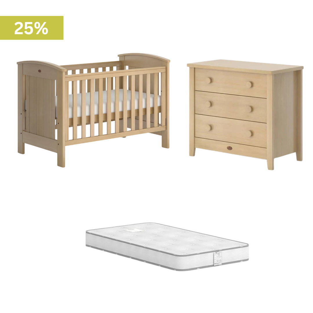 Boori - Casa Baby Cot_Almond  and 3 Drawer Chest_Almond