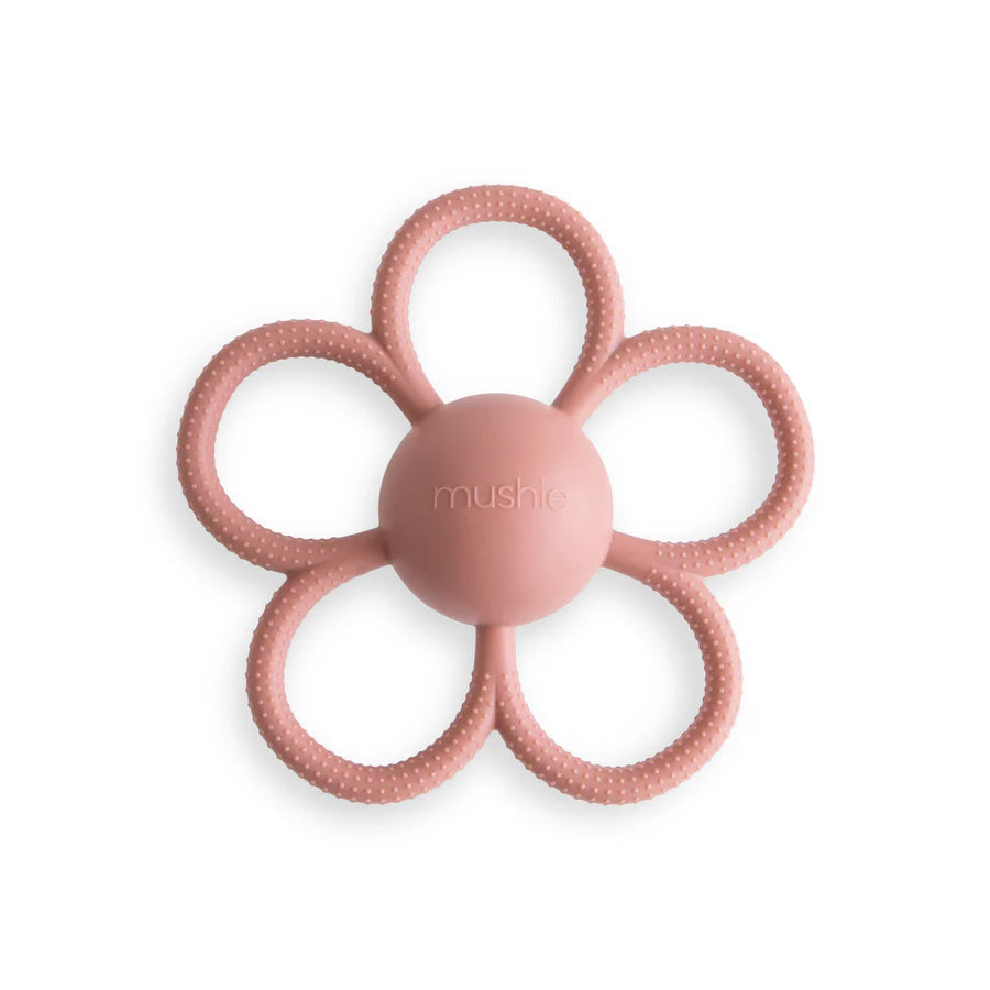 Mushie - Daisy Rattle Teether (Dusty Rose)