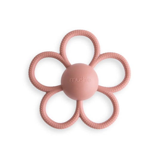 Mushie - Daisy Rattle Teether (Dusty Rose)