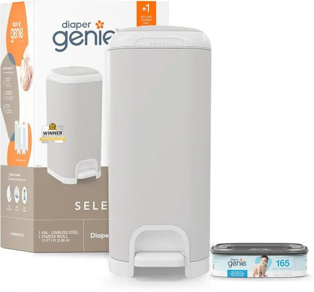 Diaper Genie - Select Odor Lock Stainless Steel Pail Grey