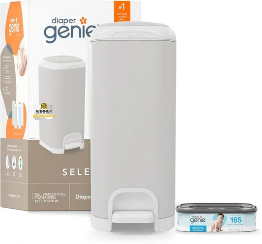 Diaper Genie - Select Odor Lock Stainless Steel Pail Grey