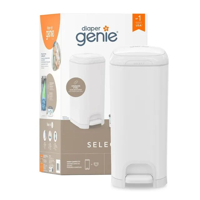 Diaper Genie - Select Odor Lock Stainless Steel Pail White