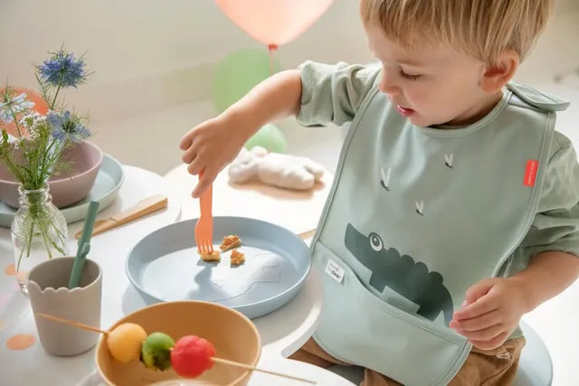 Done By Deer - Bib w/velcro 2-pack Croco Green