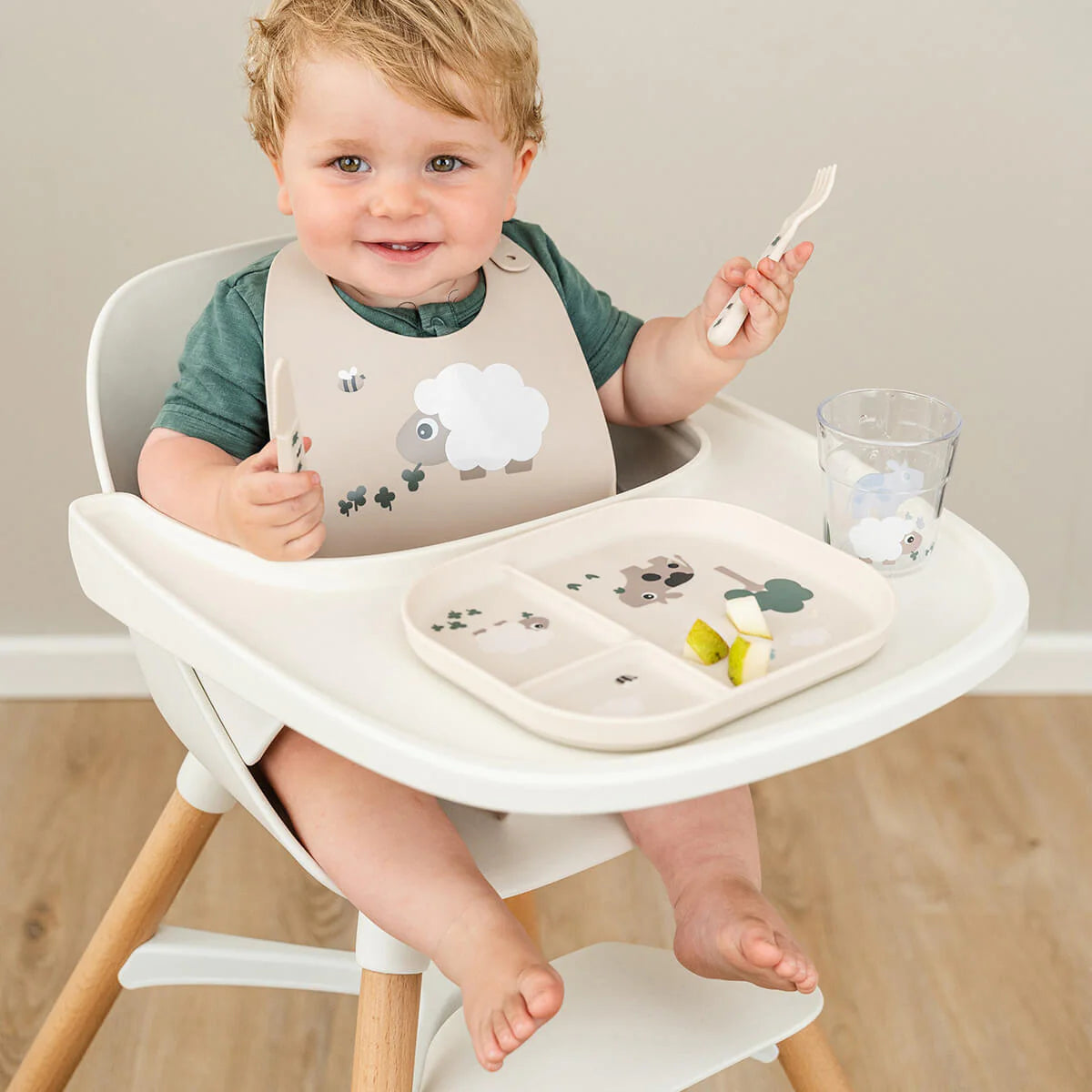 Done By Deer - Foodie Compartment Plate Tiny Farm Sand