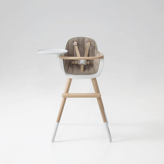 MICUNA - HIGH CHAIR OVO ORIGINAL ONE LUXE WHITE/BEECHWOOD BEIGE LEATHERETTE HARNESS