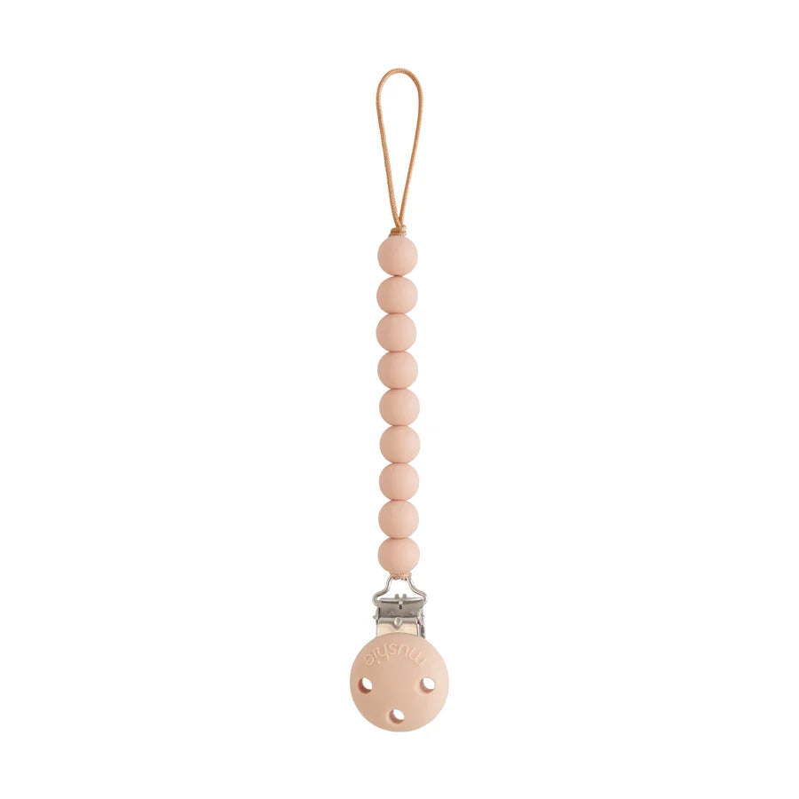 Mushie - Silicone Pacifier Clip - Luna Blush