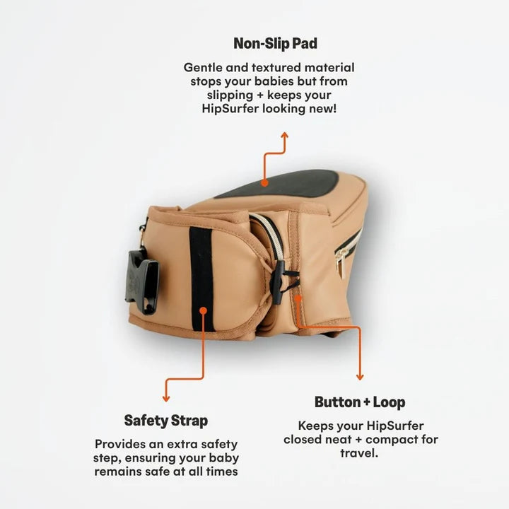 Hackerlily - HipSurfer Ergonomic Hip Seat Baby Carrier Tan