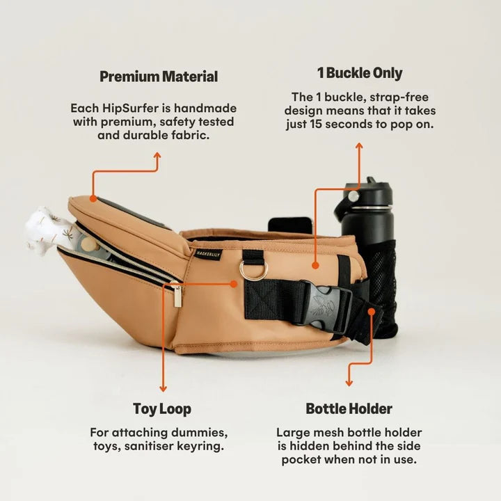 Hackerlily - HipSurfer Ergonomic Hip Seat Baby Carrier Tan