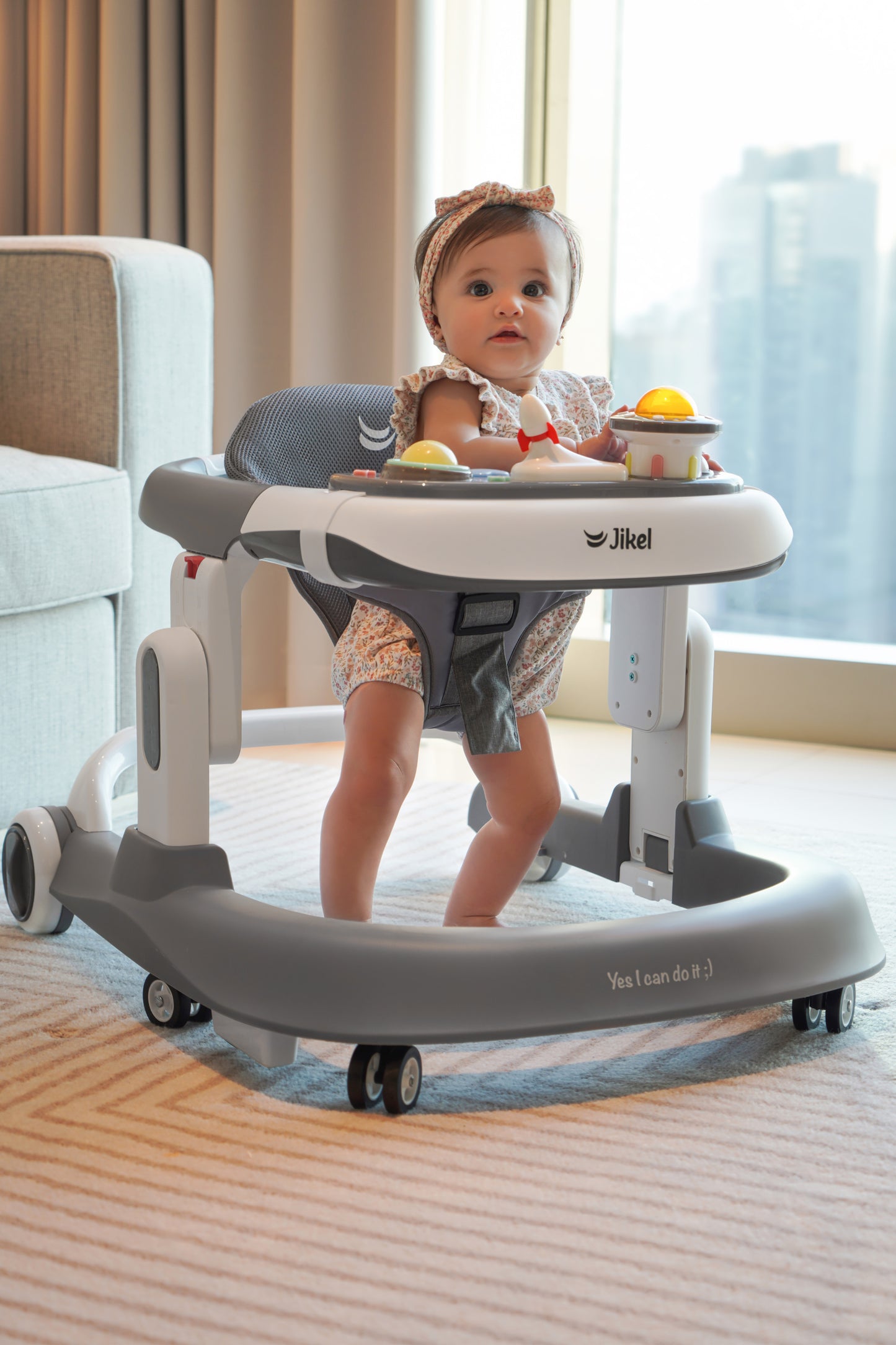 Oxi 2-in-1 baby walker and activity walker - Grey