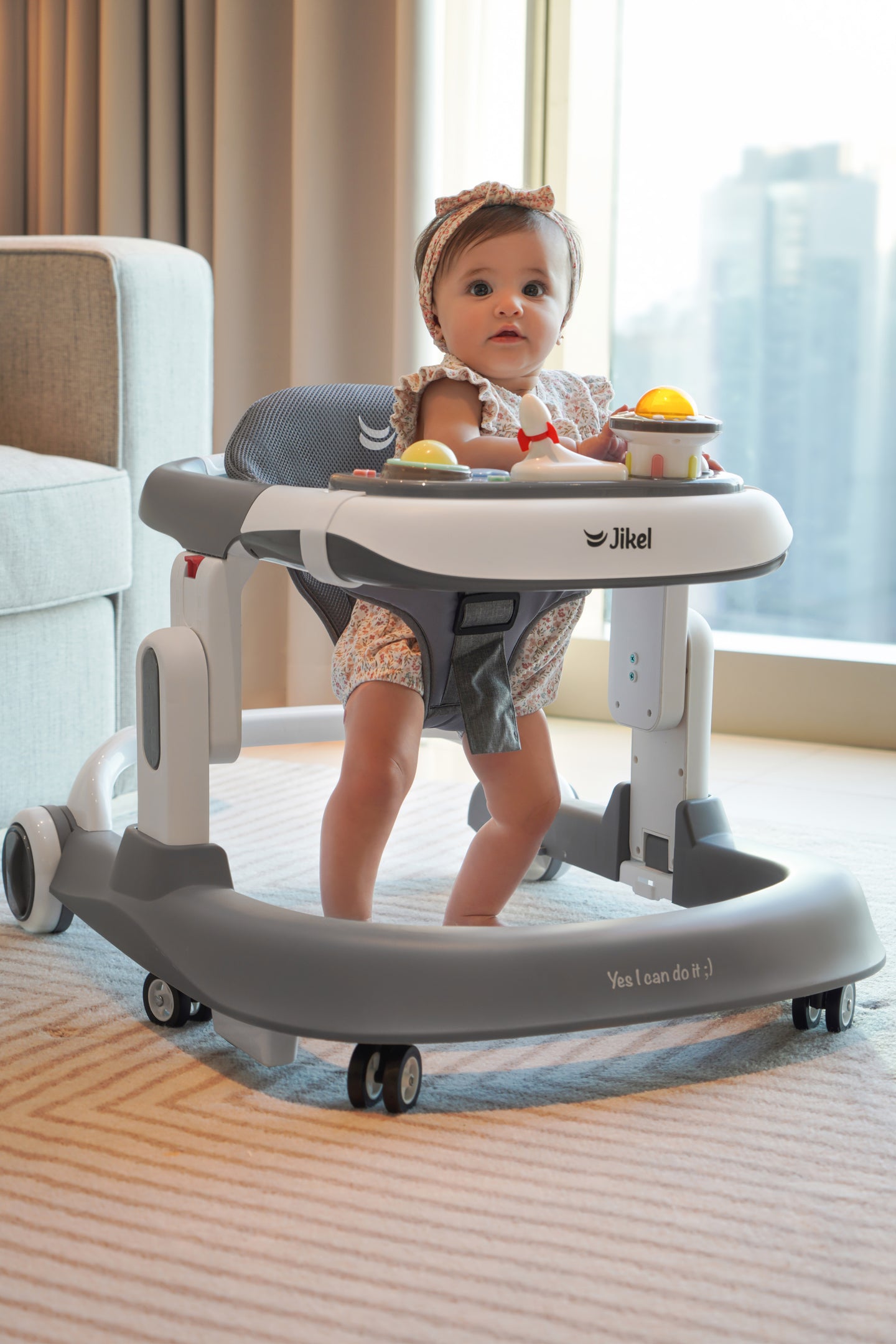Oxi 2-in-1 baby walker and activity walker - Grey