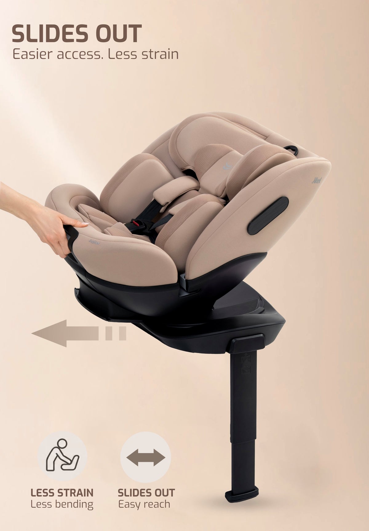 Jikel - Jupiter 360° Slide-Out Car Seat – Beige