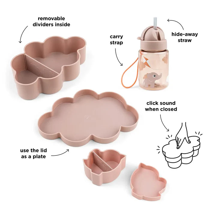 Done By Deer Lunch & Snack Box W/Straw Bottle Playground Powder