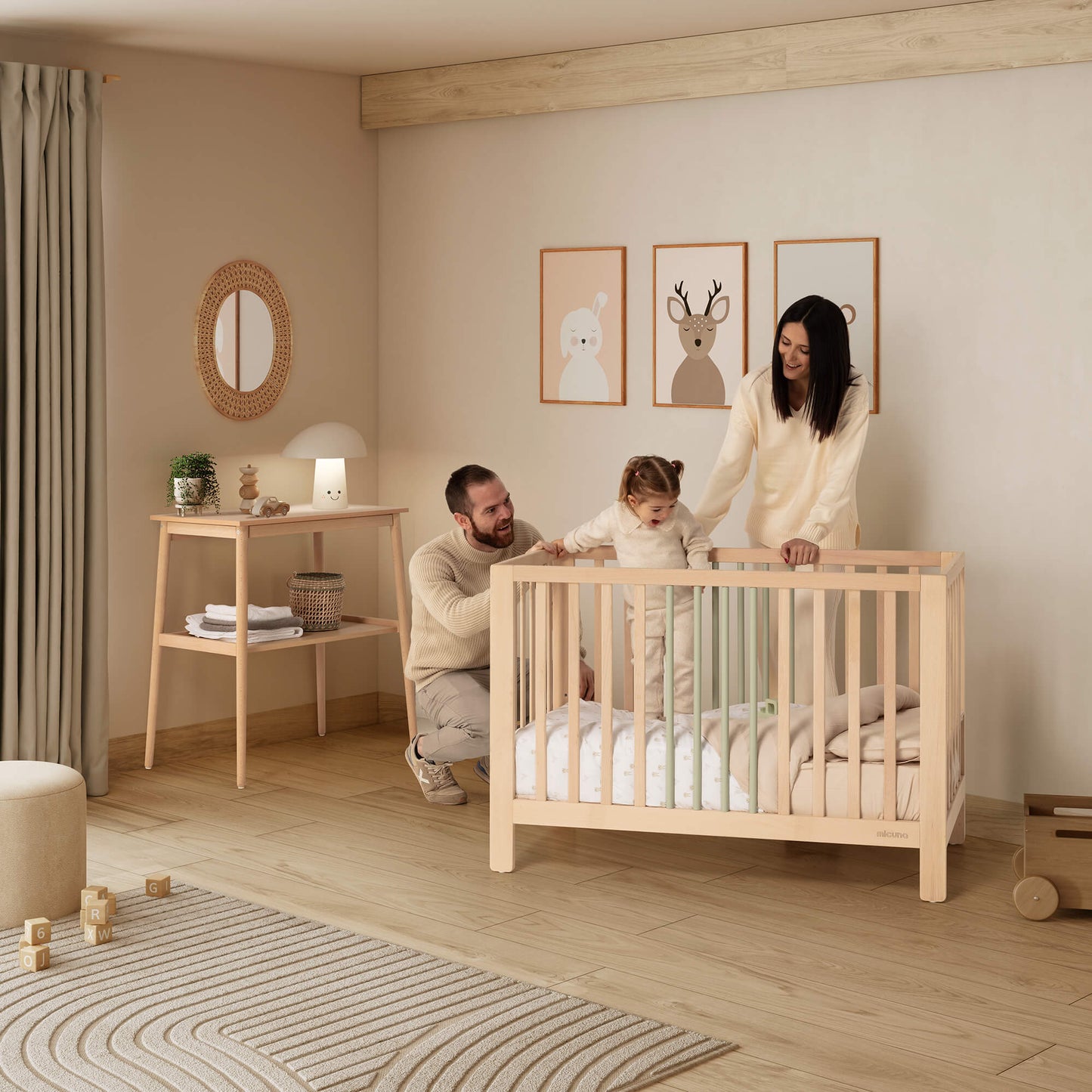 Micuna - NAYRA COT 120X60 WOOD / MINT