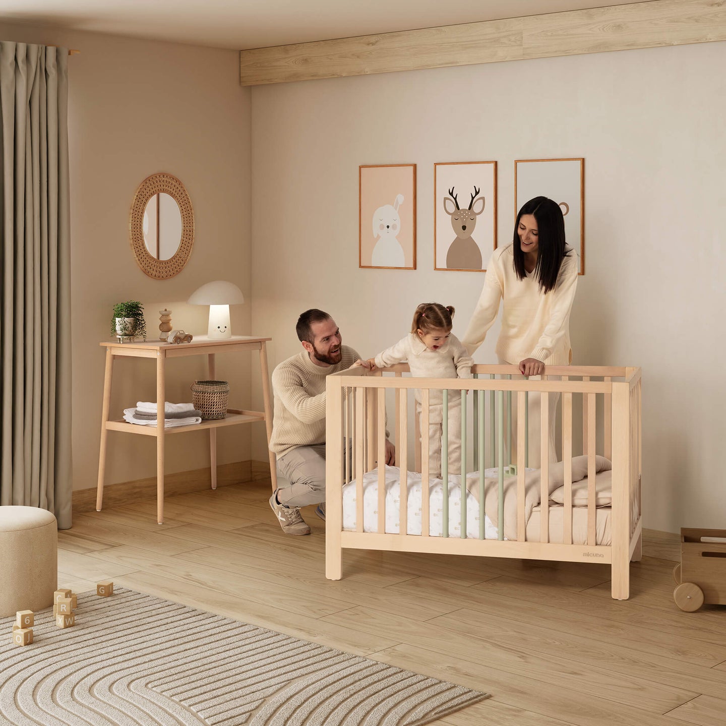 Micuna - NAYRA COT 120X60 WOOD / MINT