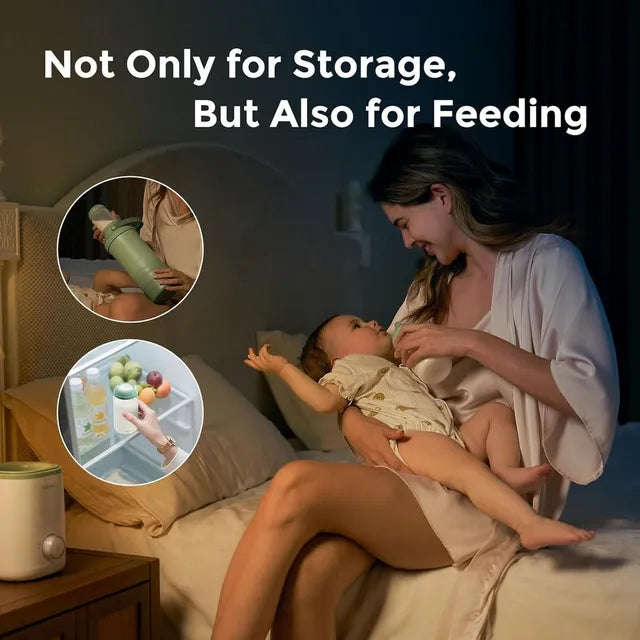 Momcozy - Wide-neck Breast Milk Container Natural Baby Bottle 10oz (295ml) Pack of 4