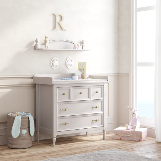 Jikel - Romantic Dresser Changer with Shelf Grey