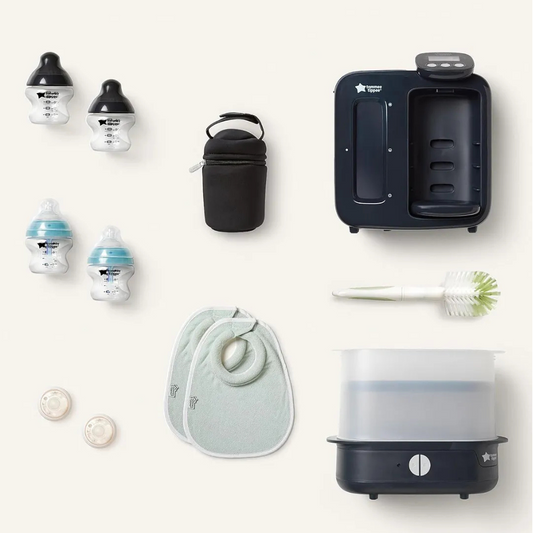 Tommee Tippee - Ultimate Formula Feeding Kit Black - Steriliser, Prep Machine, Anti-Colic & Natural Bottles, Soothers