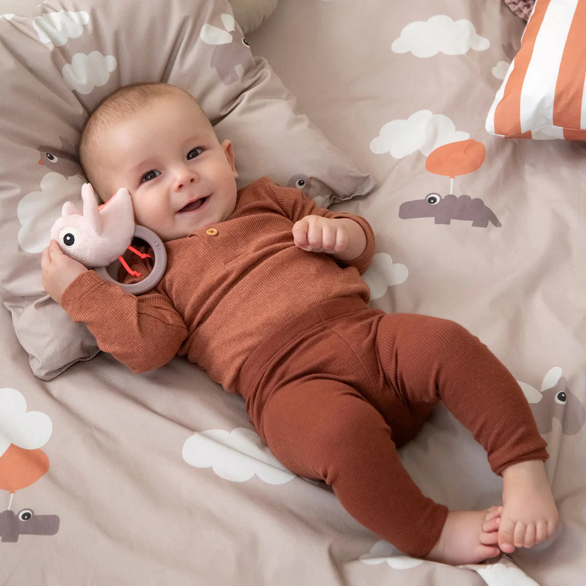 Done By Deer - Sensory Rattle W/Teether Birdee Blue