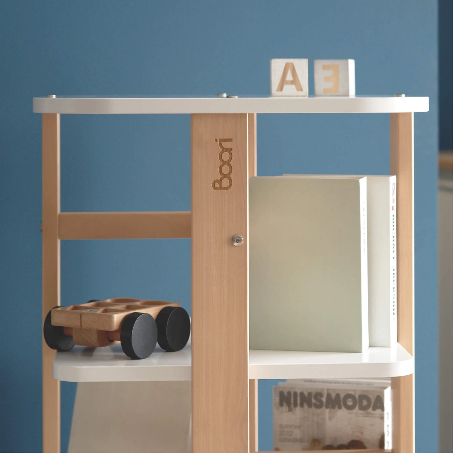 Boori - Tidy Rotating Bookshelf_ Barley White and Almond