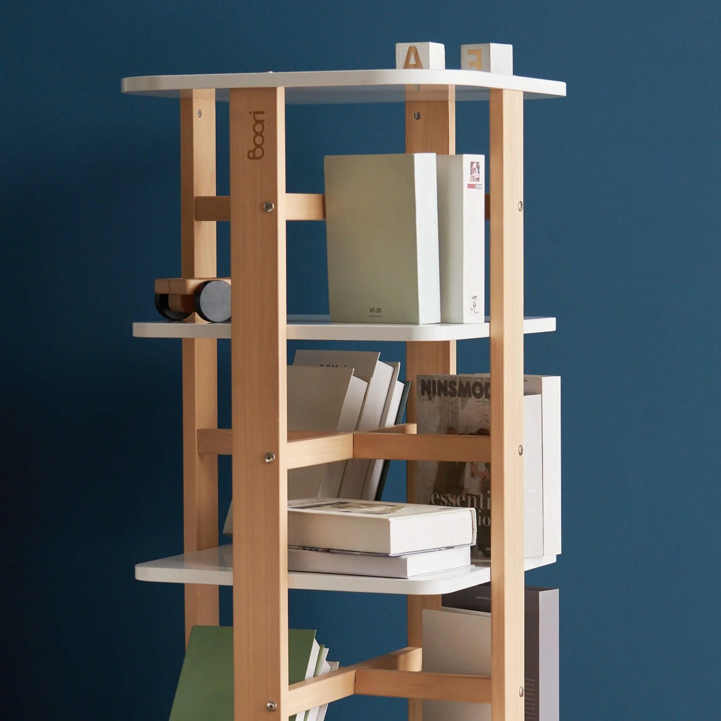 Boori - Tidy Rotating Bookshelf_ Barley White and Almond