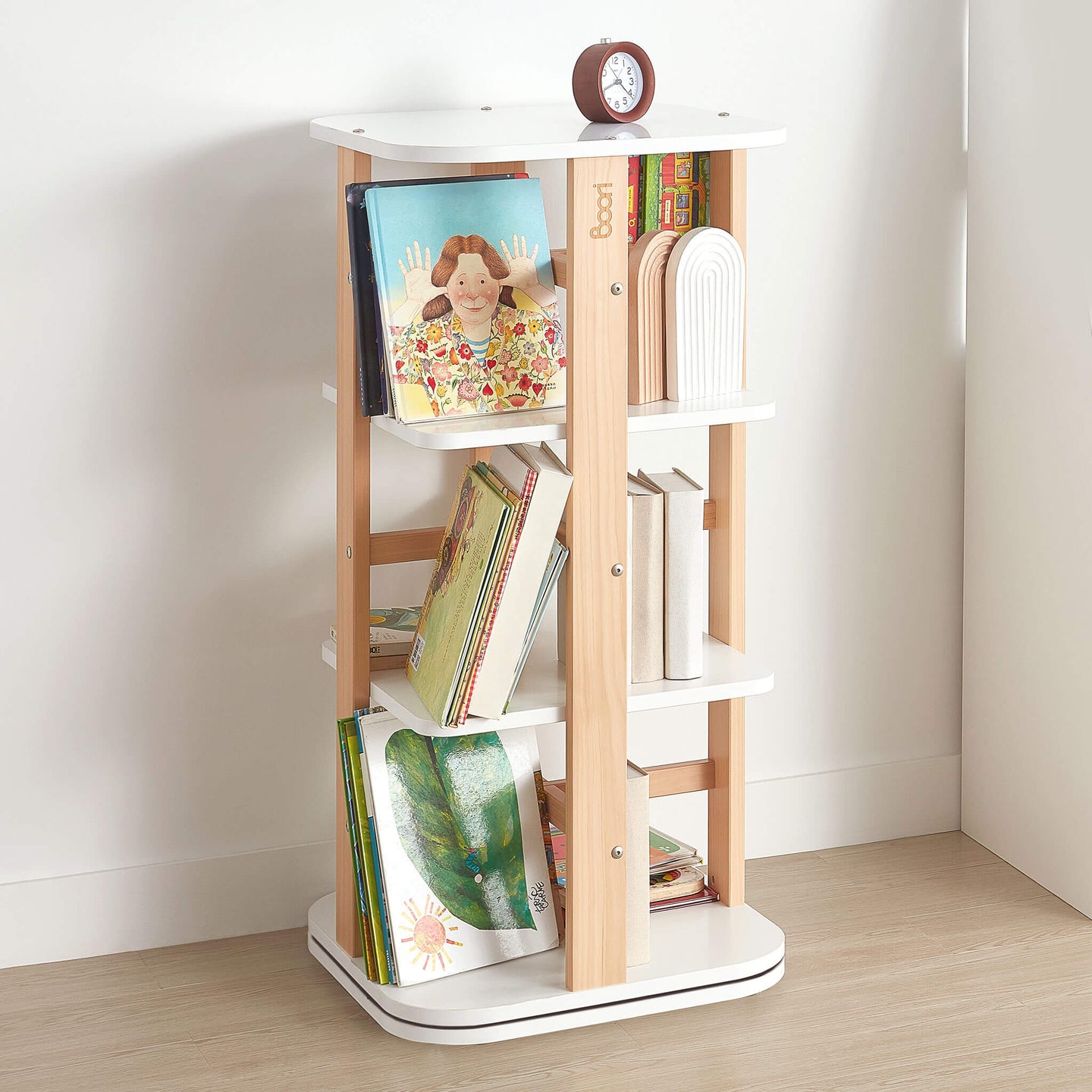Boori - Tidy Rotating Bookshelf_ Barley White and Almond