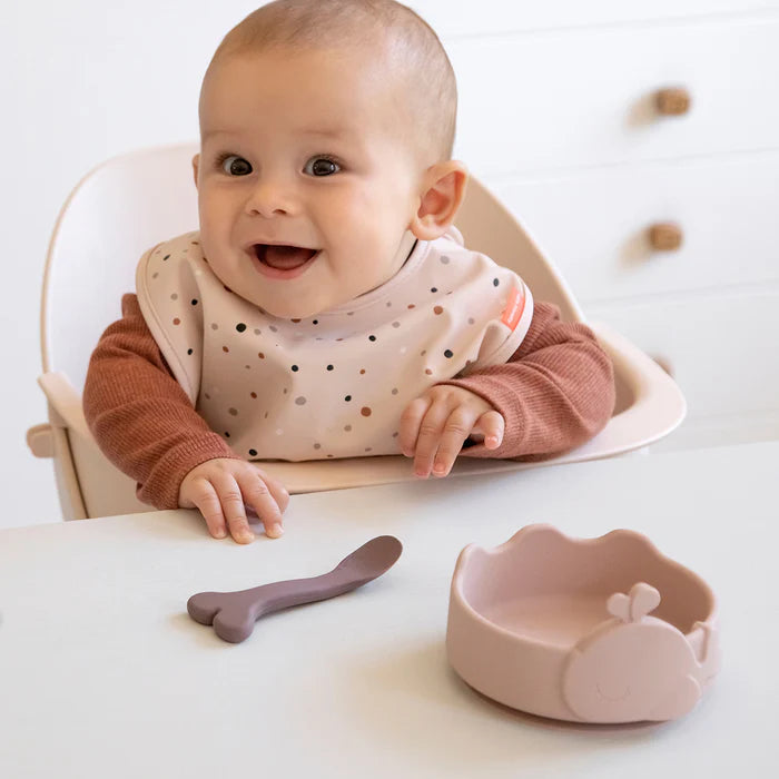 Done by Deer - Silicone Stick&Stay Bowl & Baby Spoon Blue