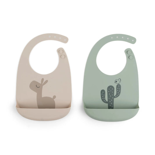 Done By Deer - Silicone Bib 2-Pack Lalee Sand/Green